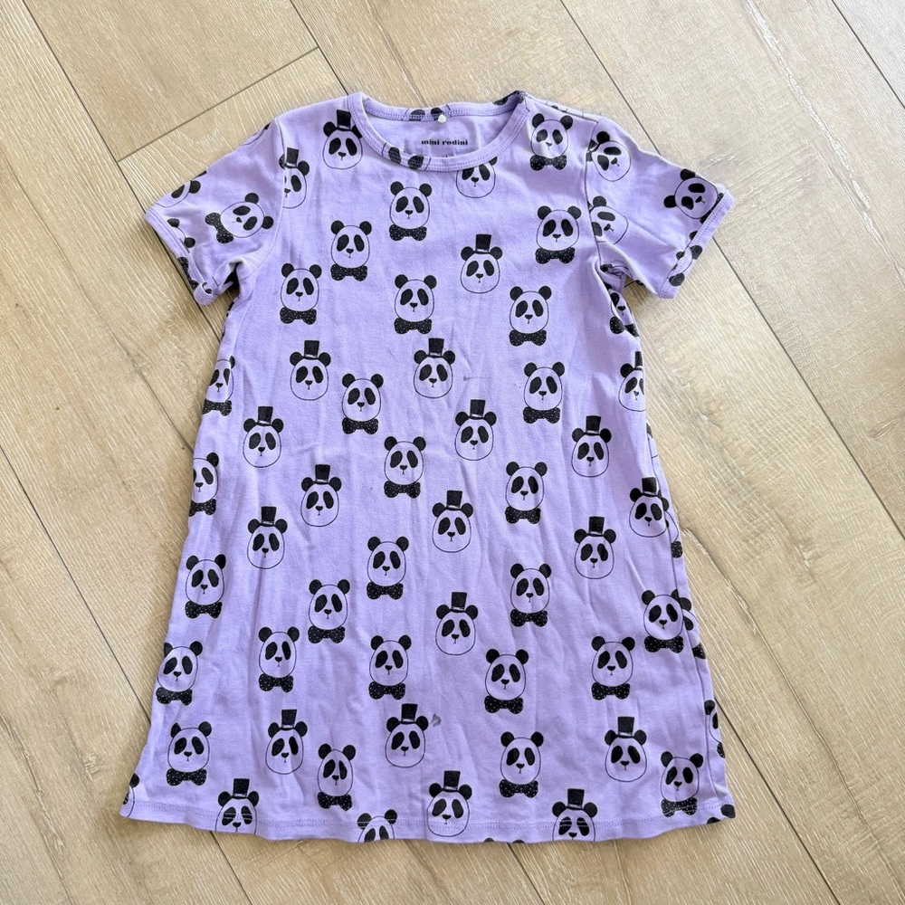 Mini Rodini Purple Panda Dress 5-7 years, FLAW